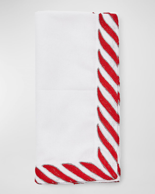 Peppermint White Embroidered Napkin